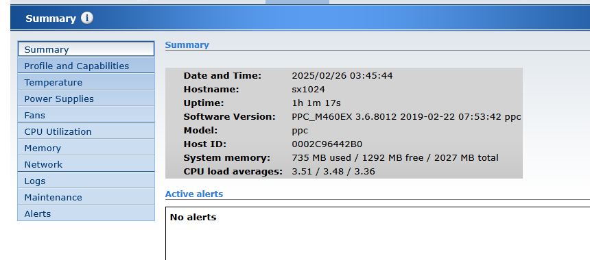Management console summary page after reboot showing software version 3.6.8012